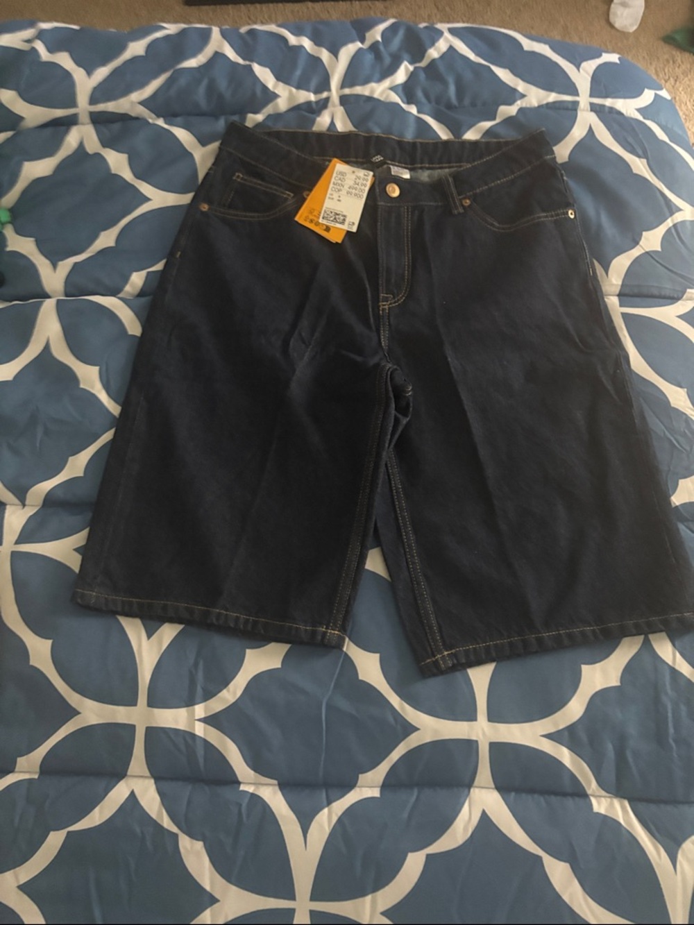 H&M Dark Blue Denim Knee-Length Shorts